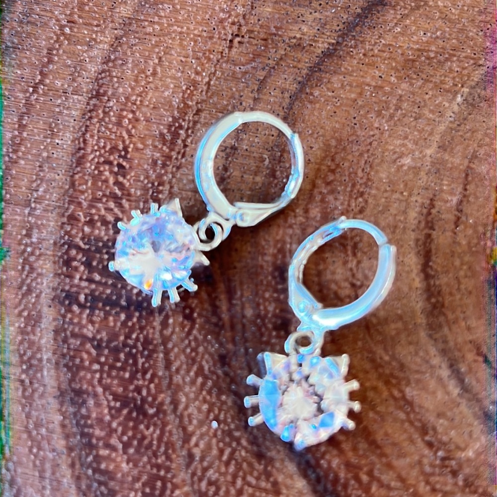 New sterling silver Huggies with cat diamonte